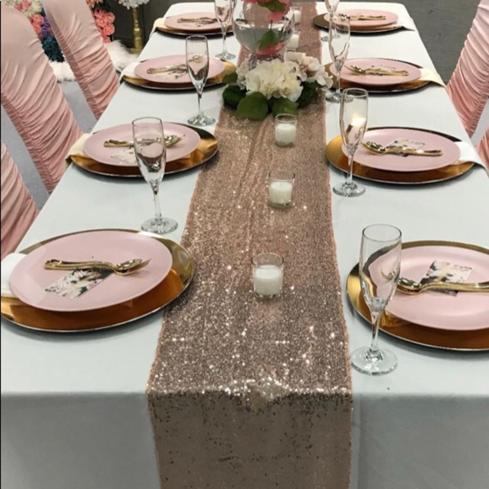 Champagne sequin table Runner  12”x108”